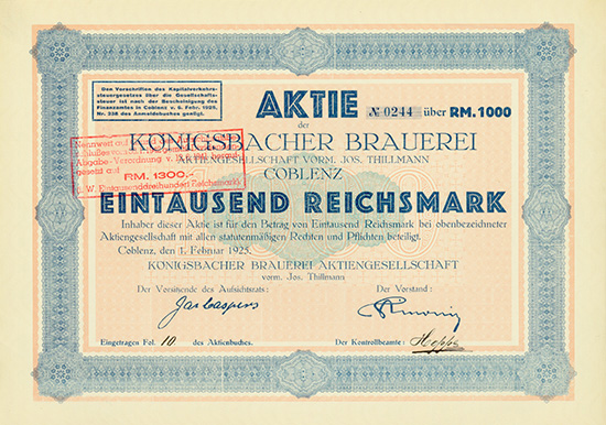 Königsbacher Brauerei Aktiengesellschaft vorm. Jos. Thillmann