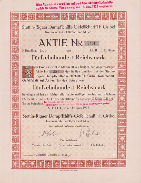Stettin-Rigaer Dampfschiffs-Gesellschaft Th. Gribel KGaA