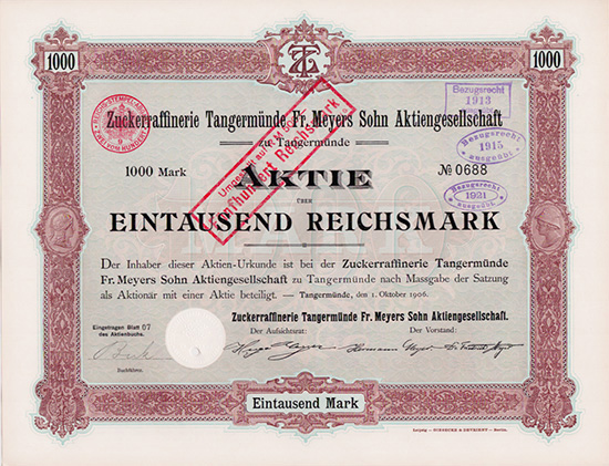 Zuckerraffinerie Tangermünde Fr. Meyers Sohn AG