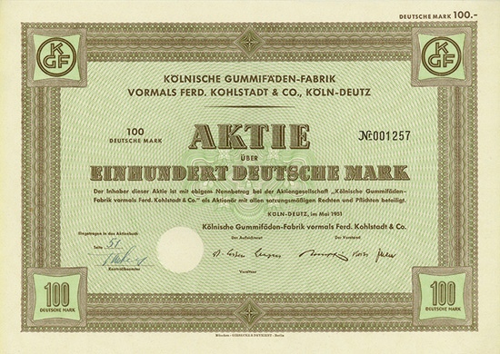 Kölnische Gummifäden-Fabrik vormals Ferd. Kohlstadt & Co. 