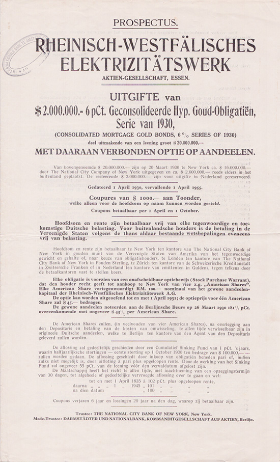Rheinisch-Westfälisches Elektrizitäts-Werk AG [1 + 3 Stück]