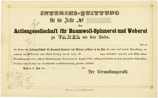 Actiengesellschaft für Baumwoll-Spinnerei und Weberei zu Varel an der Jade