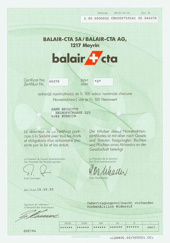 BALAIR-CTA AG / BALAIR-CTA SA