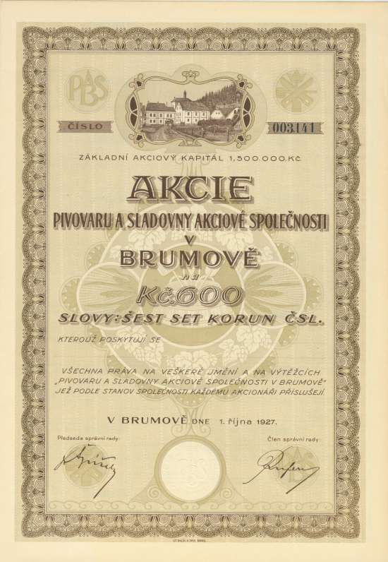 Brauerei- und Mälzerei-Aktiengesellschaft in Brumov / Pivovaru a Sladovny Akciové Společnosti v Brumově