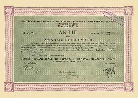 Deutsch-Südamerikanische Export- & Import-AG (Industrie-Konzern)