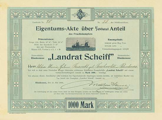 Frachtdampfer “Landrat Scheiff”