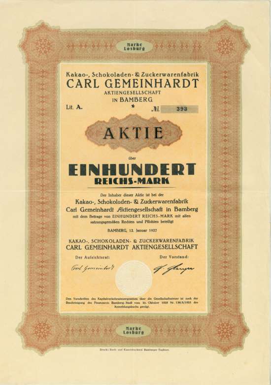 Kakao-, Schokoladen- & Zuckerwarenfabrik Carl Gemeinhardt AG