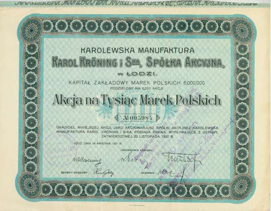 Karolewska Manufaktura Karol Kröning i S-ka, Spółka Akcyjna / Karolewer Manufaktur Karl Kröning & Co., AG