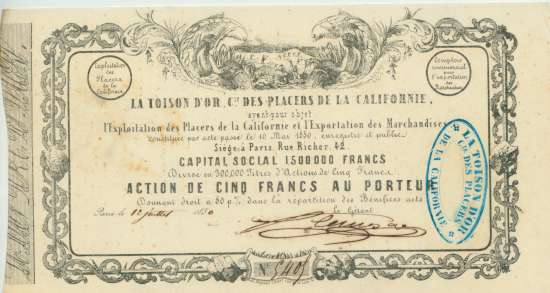 La Toison d'Or, Cie. des Placers de la Californie