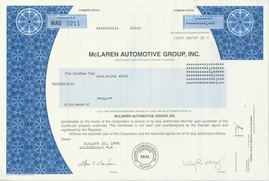 McLAREN AUTOMOTIVE GROUP, INC.