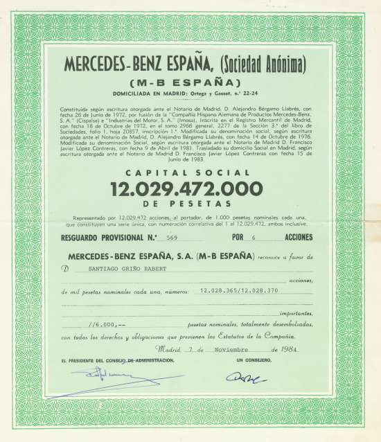 Mercedes-Benz España, Sociedad Anónima