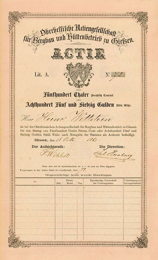 Oberhessische Actiengesellschaft für Bergbau und Hüttenbetrieb zu Gießen