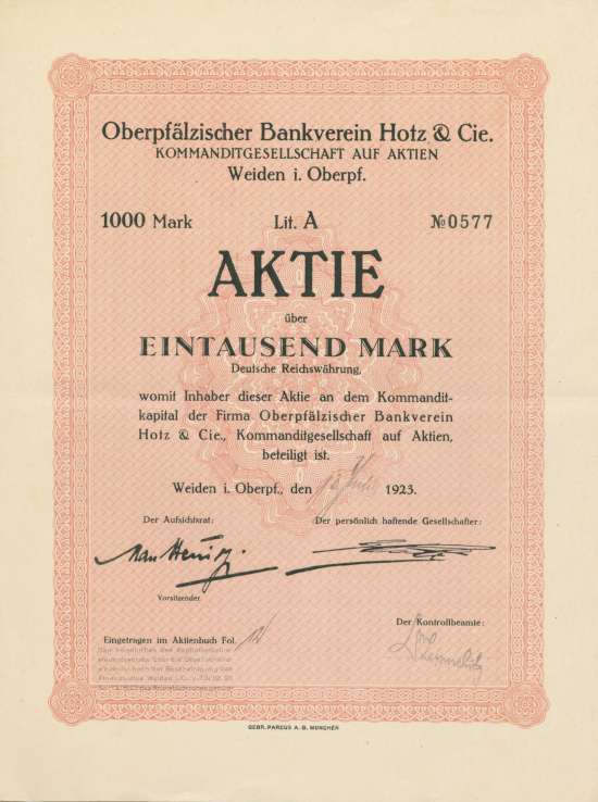 Oberpfälzischer Bankverein Hotz & Cie. KGaA