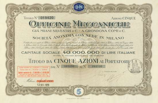 Officine Meccaniche già Miani Silvestri e C. - A. Grondona Comi e C.