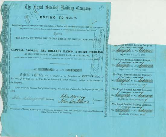 Royal Swedish Railway Company, Köping to Hult / Kongl Svenska Aktie-bolaget för Jernväg mellan Köping och Hult