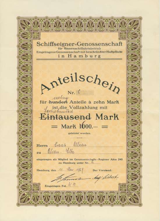 Schiffseigner-Genossenschaft für Binnenschiffahrtsbetrieb e. Gen. m. b. H.