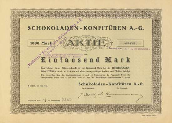 Schokoladen-Konfitüren AG / “Hametta” Schokoladen-Kakao-Werke AG
