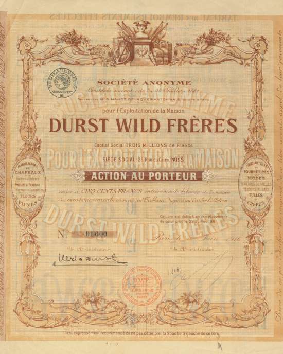 Société Anonyme pour l'Exploitation de la Maison Durst Wild Frères