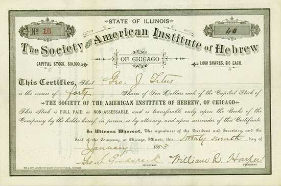 Society of the American Institute of Hebrew of Chicago