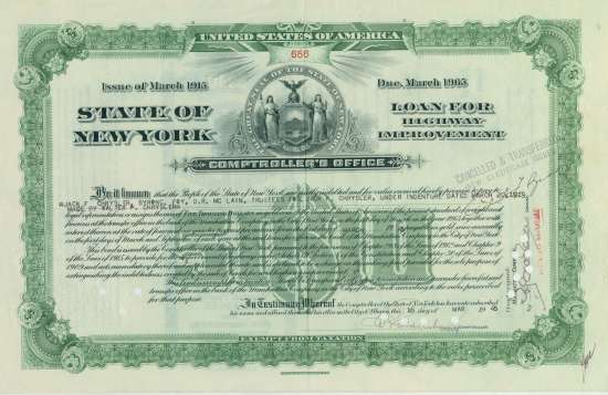 State of New York, Loan for Highway Improvement