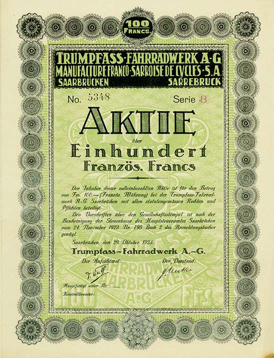 Trumpfass-Fahrradwerk A.-G. / Manufacture Franco-Sarroise de Cycles S. A.