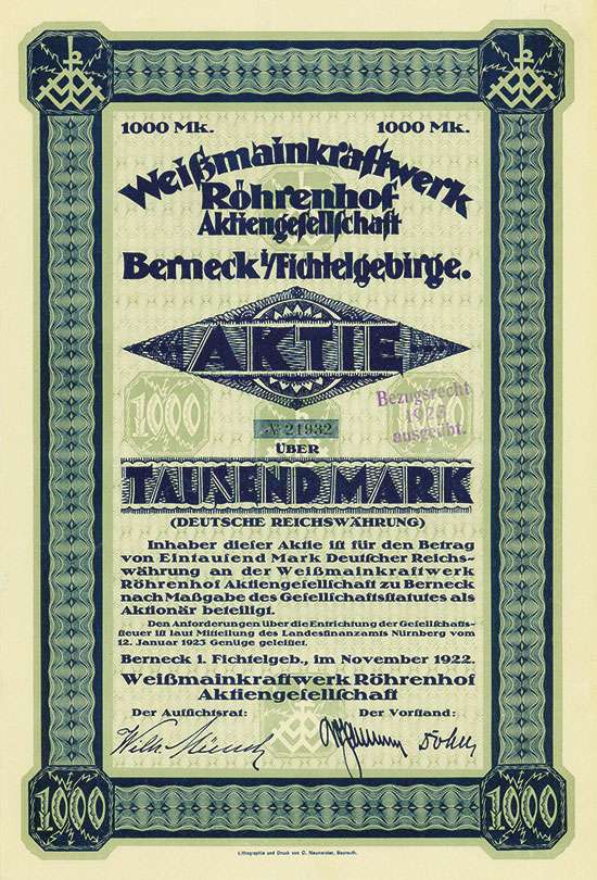 Weißmainkraftwerk Röhrenhof AG