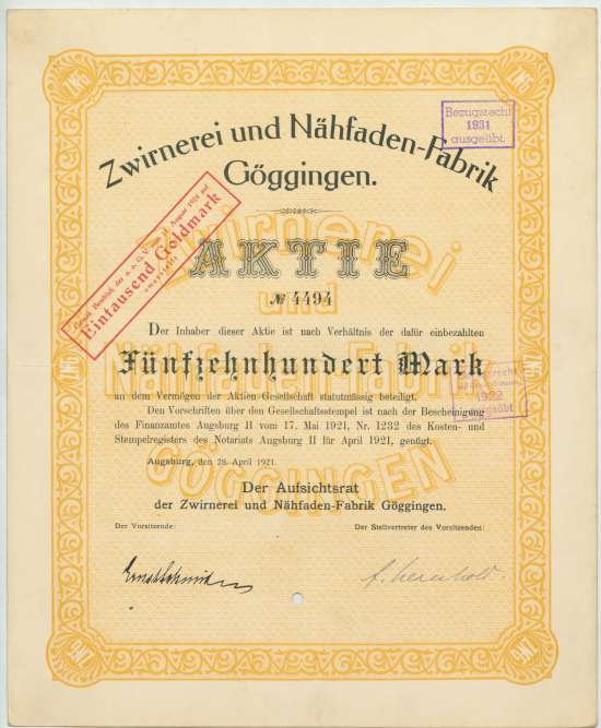 Zwirnerei & Nähfaden-Fabrik Göggingen
