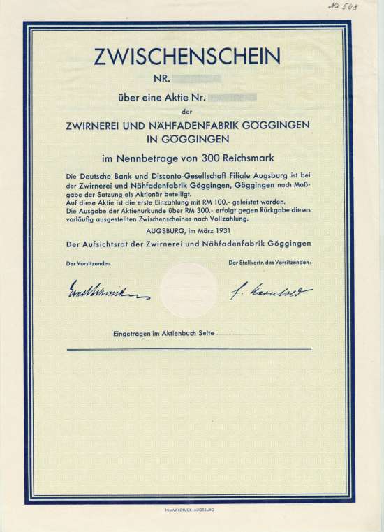 Zwirnerei und Nähfadenfabrik Göggingen