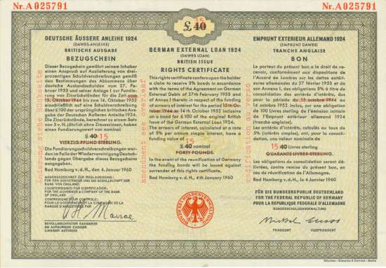 Bundesrepublik Deutschland - Deutsche Äussere Anleihe 1924