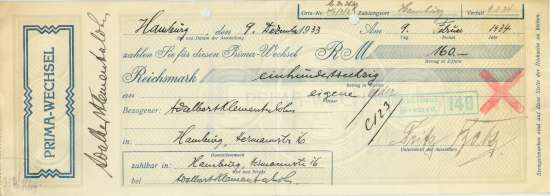 Adalbert Klement & Sohn - Wechsel Hamburg / Wandsbek / Bremen