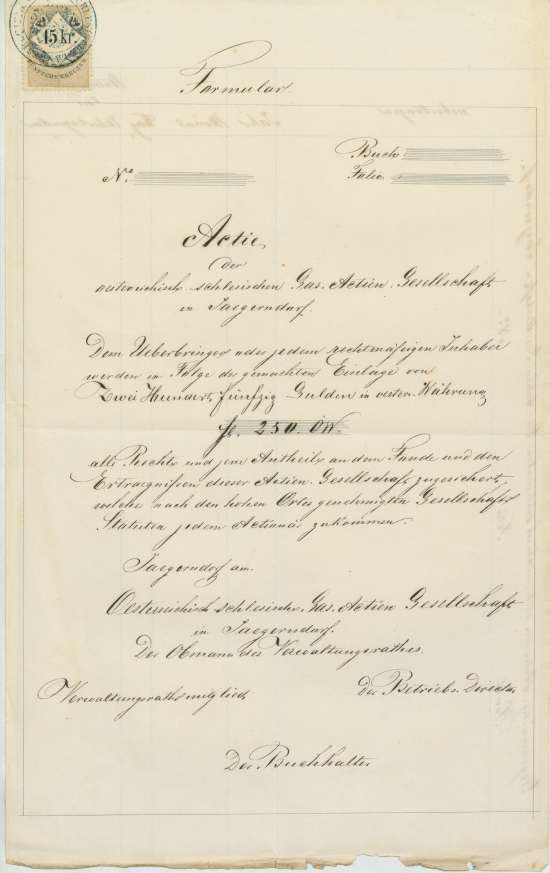 Oesterreichisch-Schlesische Gas-Actien-Gesellschaft in Jägerndorf