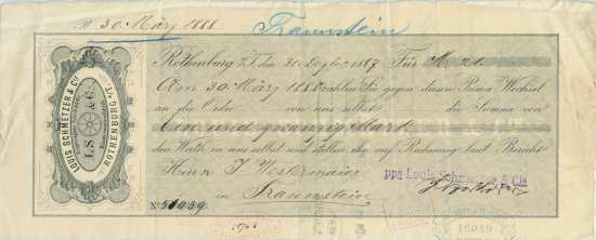 Louis Schmetzer & Cie. - Wechsel Rothenburg ob der Tauber / Traunstein