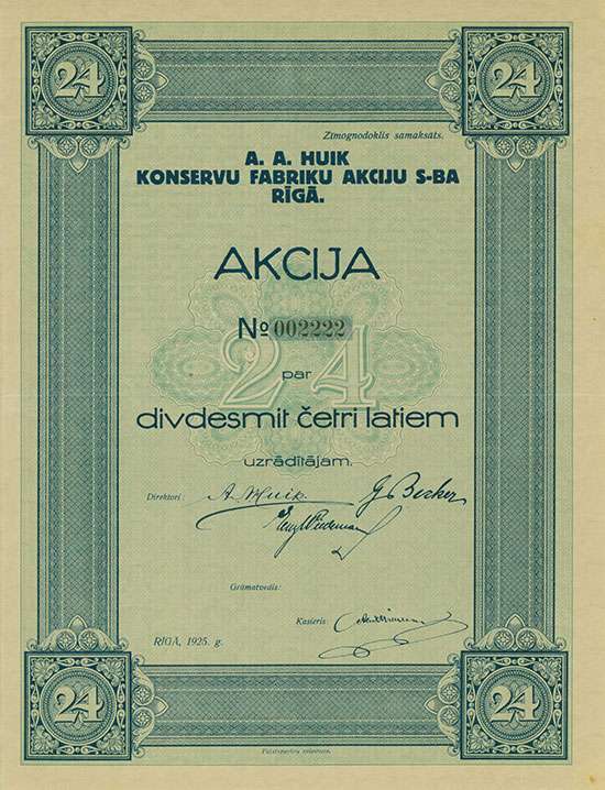A. A. Huik Konservu Fabriku Akciju S-ba