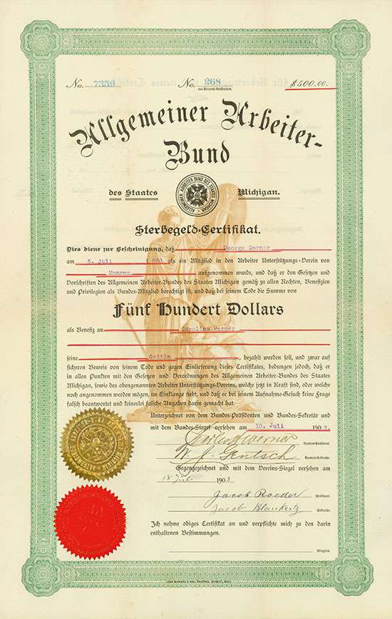 Allgemeiner Arbeiter-Bund des Staates Michigan (Arbeiter Unterstützungs-Verein von Monroe)