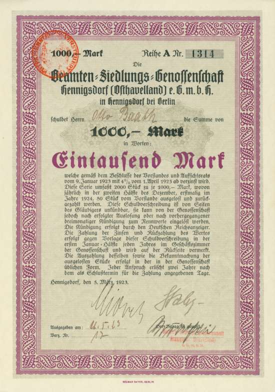Beamten-Siedlungs-Genossenschaft Hennigsdorf (Osthavelland) eGmbH