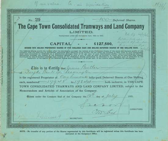 Cape Town Consolidated Tramways and Land Company Limited