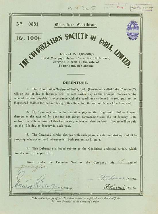 Colonization Society of India, Limited