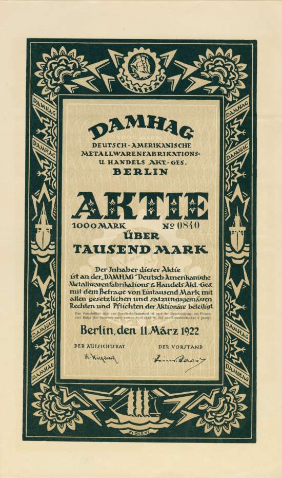 DAMHAG Deutsch-Amerikanische Metallwarenfabrikations- u. Handels AG
