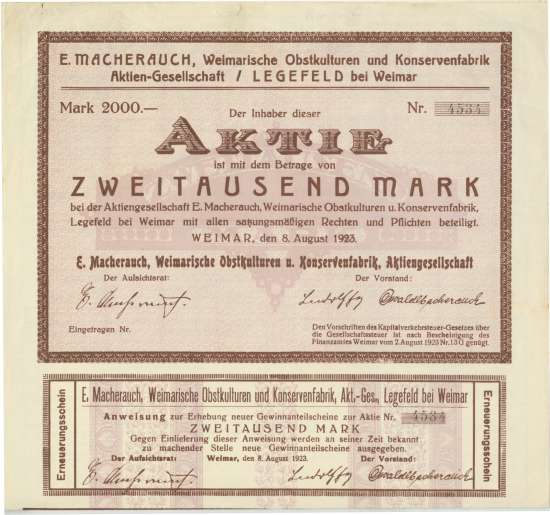 E. Macherauch, Weimarische Obstkulturen und Konservenfabrik AG