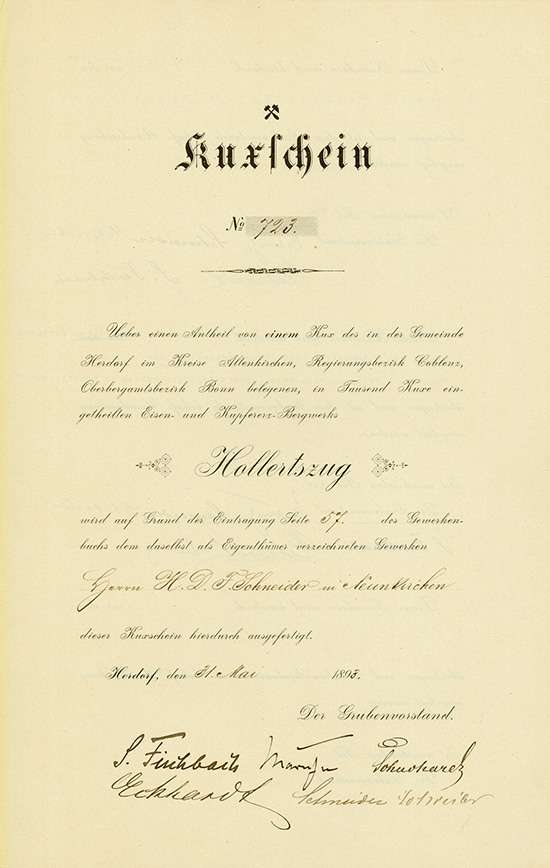 Eisen- und Kupfererz-Bergwerk Hollertszug