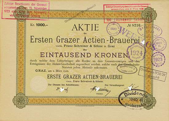 Erste Grazer Actien-Brauerei vorm. Franz Schreiner & Söhne