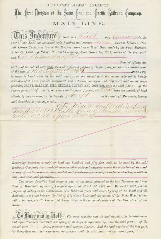 First Division of the Saint Paul and Pacific Railroad Company - Main Line