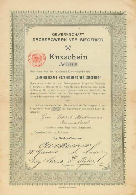 Gewerkschaft Erzbergwerk ver. Siegfried