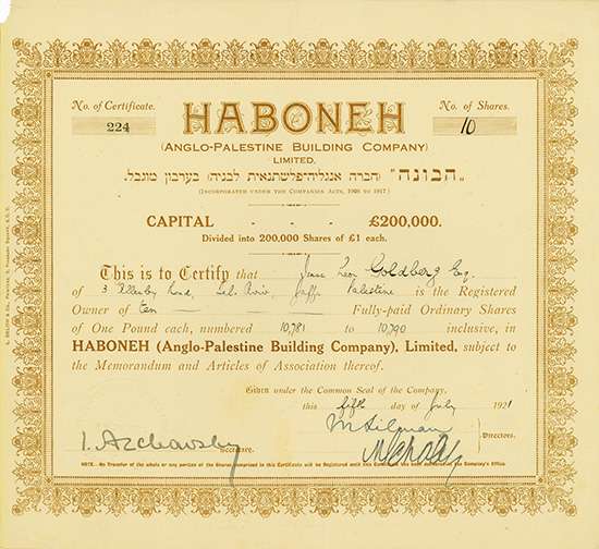 Haboneh (Anglo-Palestine Building Company) Limited