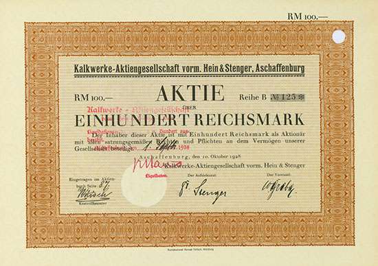 Kalkwerke-AG vorm. Hein & Stenger