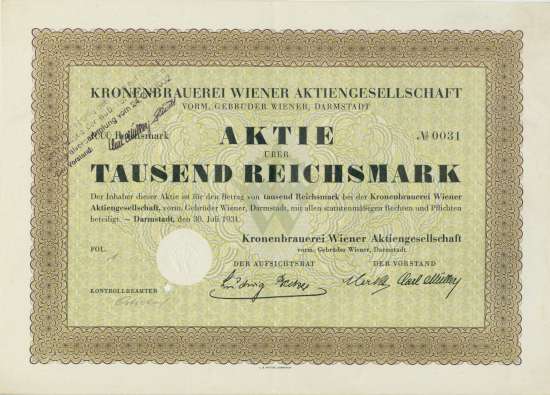 Kronenbrauerei Wiener AG vorm. Gebrüder Wiener