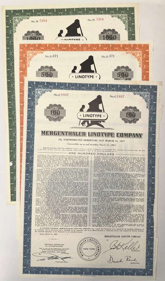 Mergenthaler Linotype Company [3 Stück]
