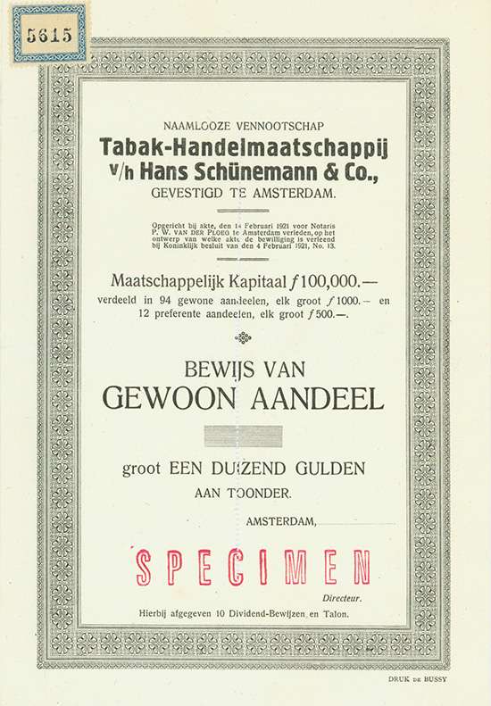 Naamlooze Vennootschap Tabak-Handelmaatschappij v/h Hans Schünemann & Co.