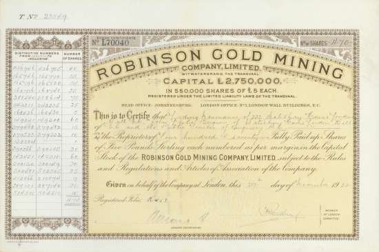 Robinson Gold Mining Company, Limited