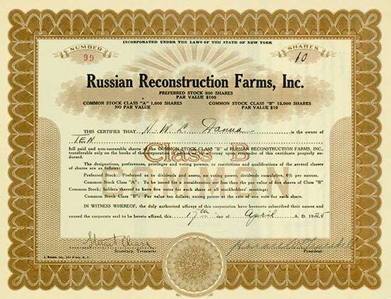 Russian Reconstruction Farms, Inc.